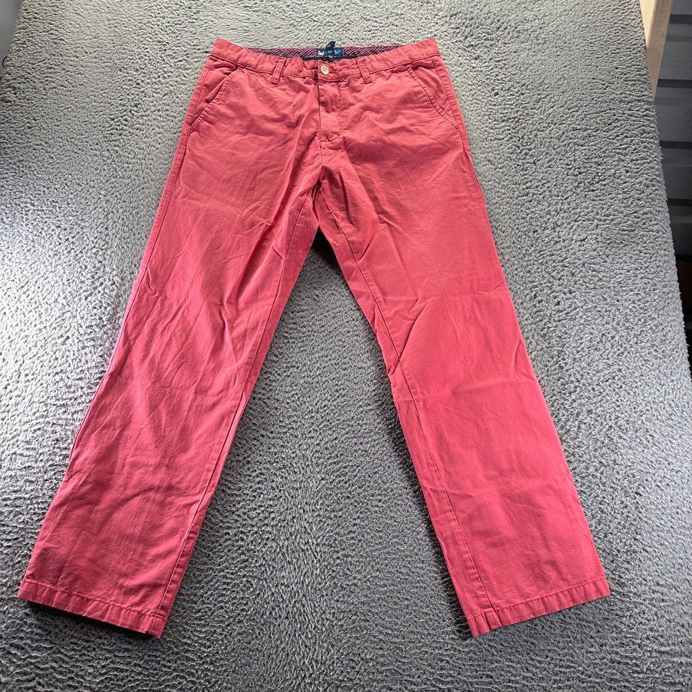 Charleston Threads Pant Mens 34x32 Red Cotton Chino Straight Leg Office Career